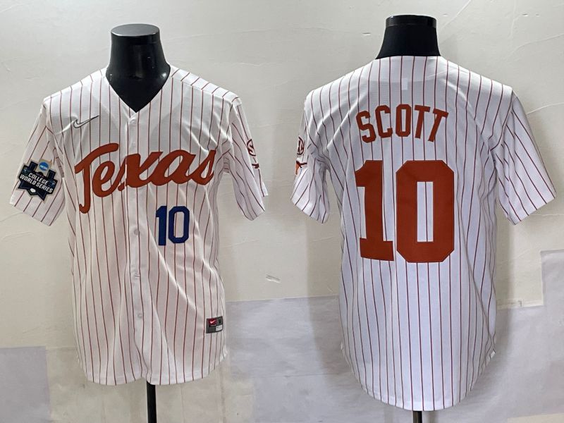 Men Texas Longhorns #10 Scott White stripe Nike joint Name NCAA 2025 Jersey style 3